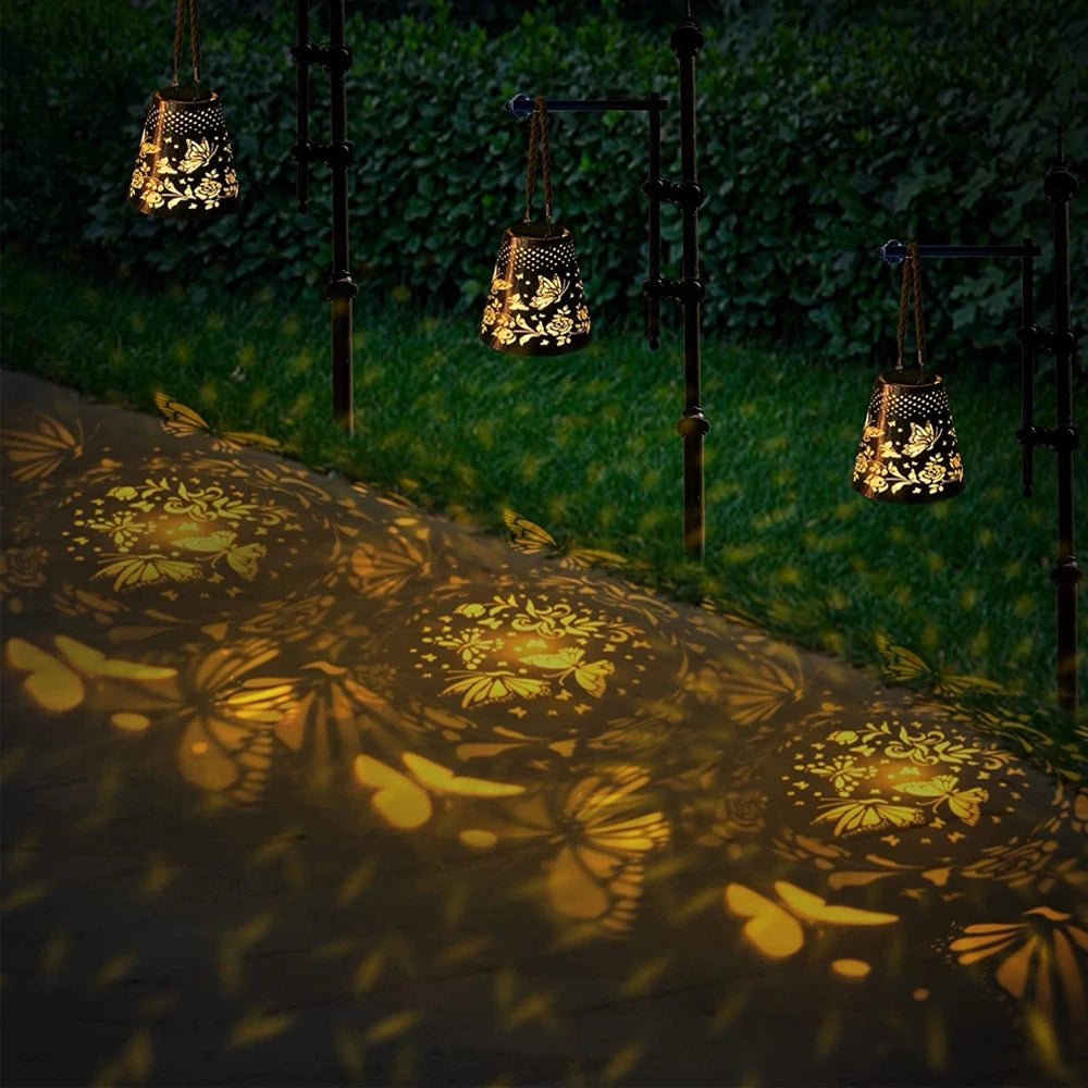 Solar Powered LED hanging butterfly lamp