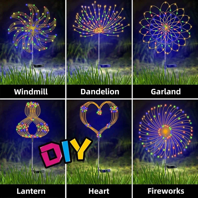 Firework explosion solar lights!  Customizable shape make them into whatever you like!