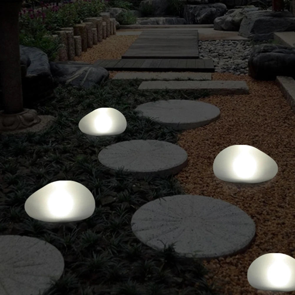 Solar Powered Cobble Stone Light