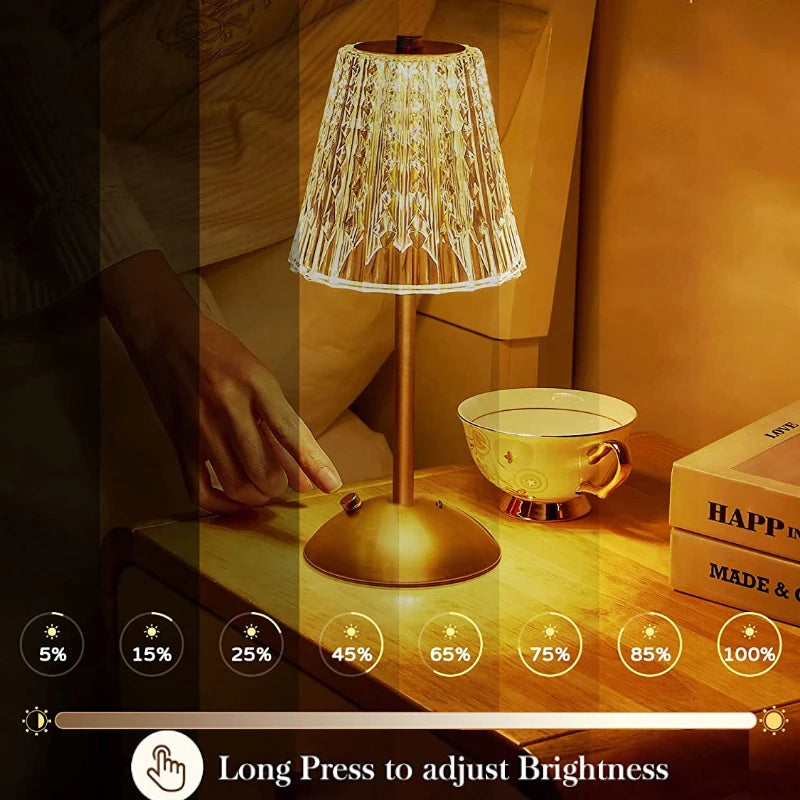 Crystal Cordless Waterproof Touch Sensing Lamp