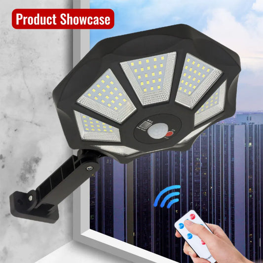 Solar powered LED flood light