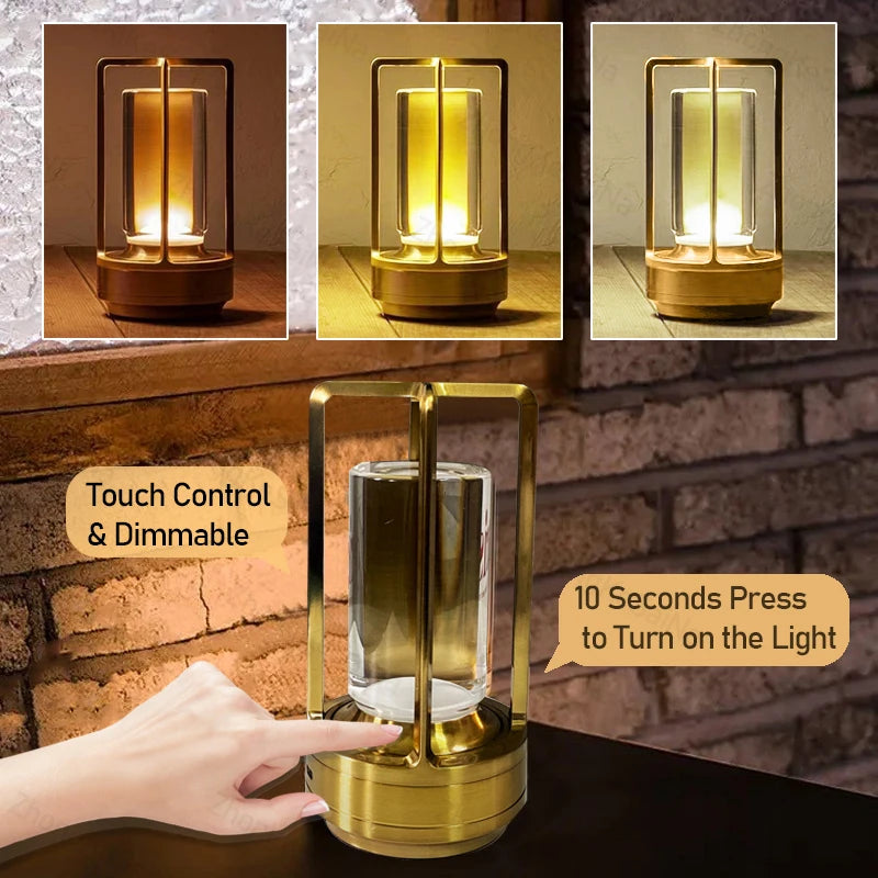 Crystal LED Rechargeable Touch Dimming Lamp