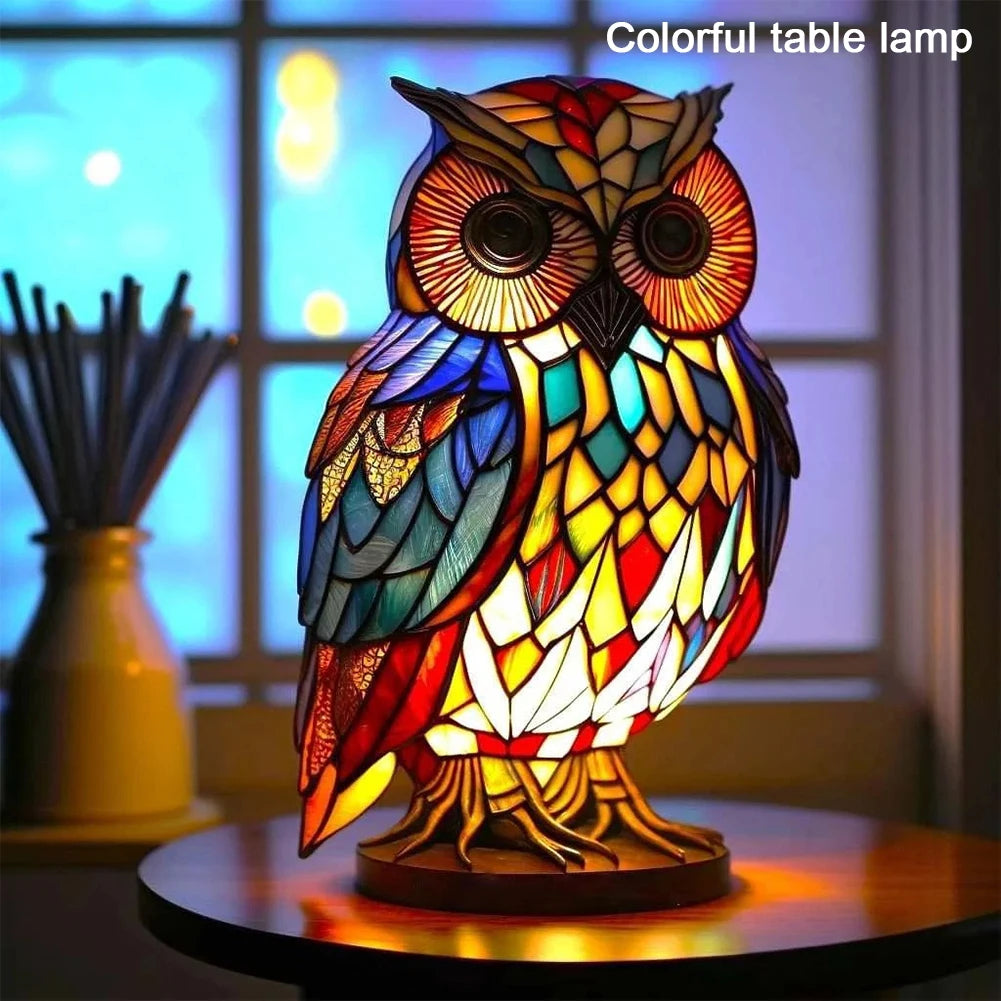 Beautiful Stained Glass Animal Lamp