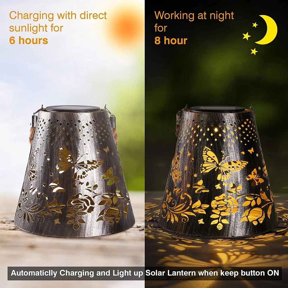 Solar Powered LED hanging butterfly lamp