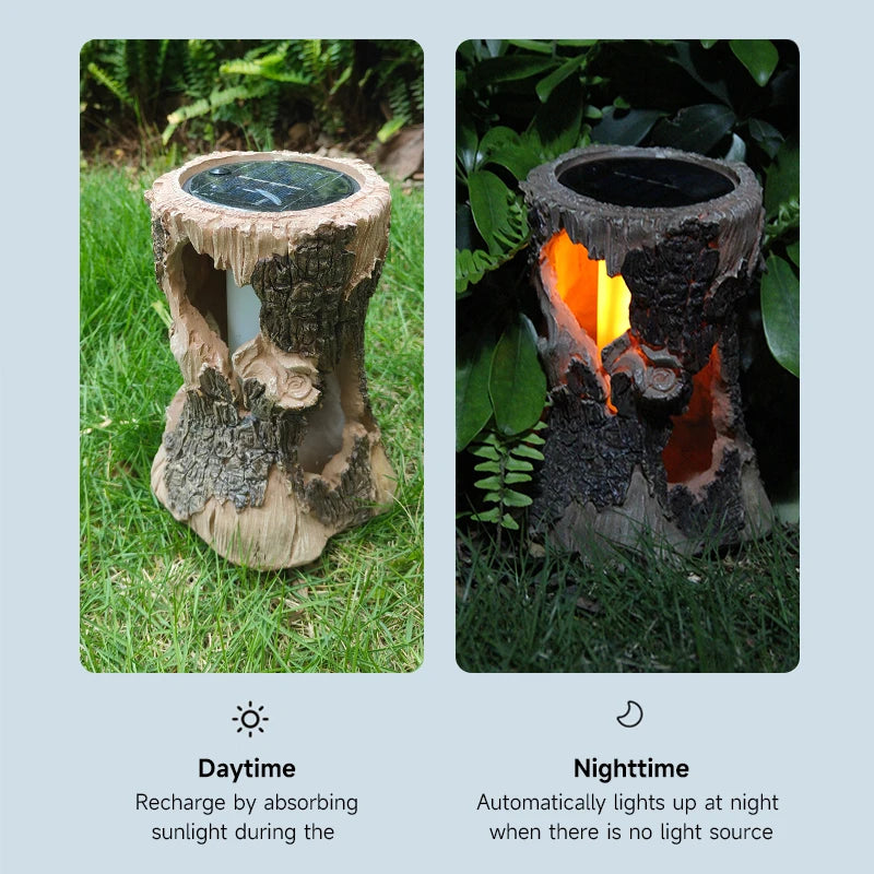 Solar Powered Tree Stump Light