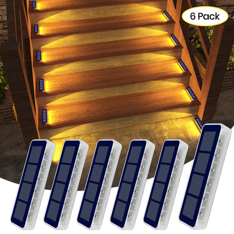 6 Pack LED Solar Powered Stair Light