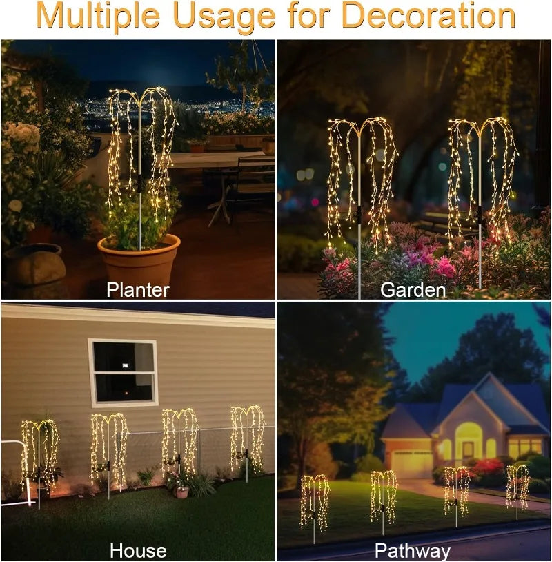 Solar Powered LED Willow Tree Lights