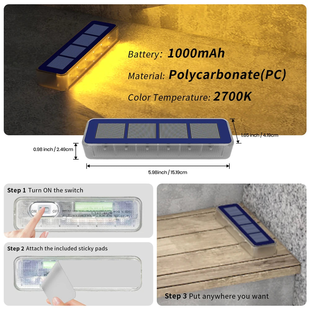 6 Pack LED Solar Powered Stair Light