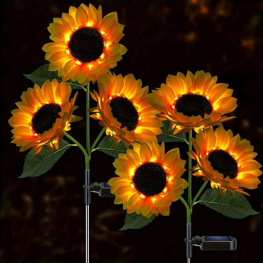 Blooming yellow sunflower LED and solar powered