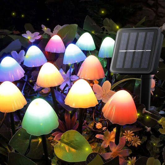 Solar Powered LED String of Mushroom Lights