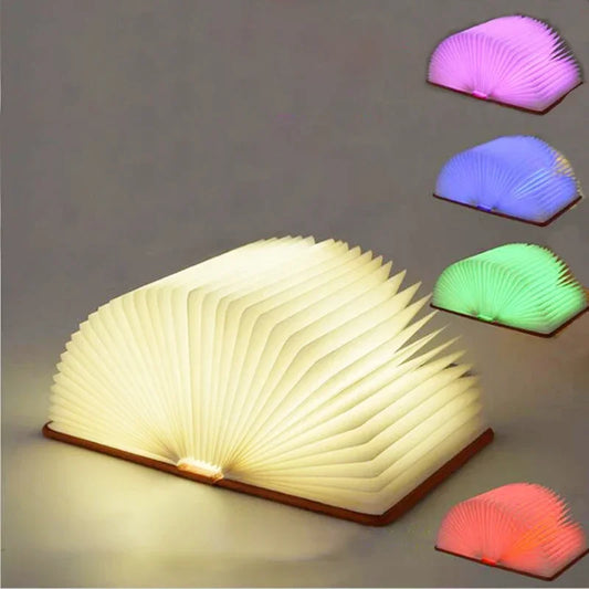 Folding USB Rechargeable Wooden Book Light