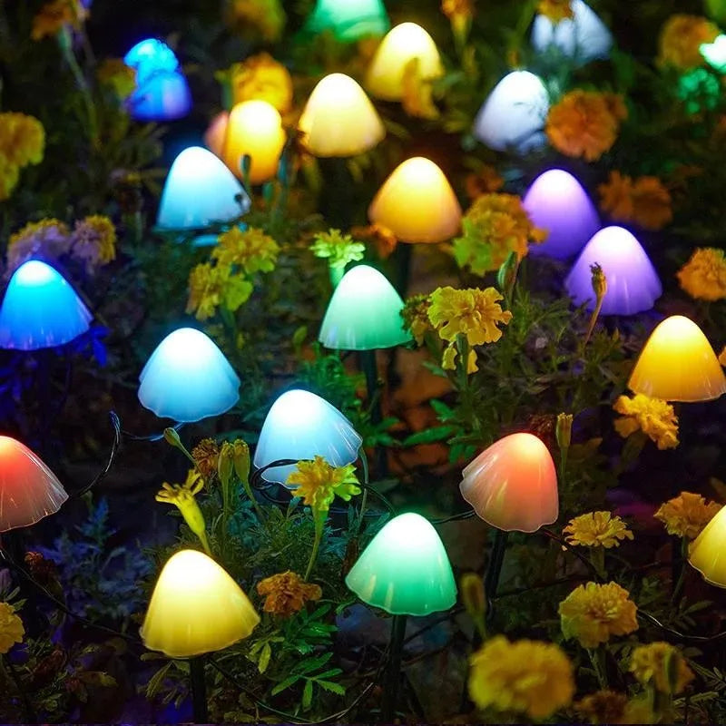 Solar Powered LED String of Mushroom Lights