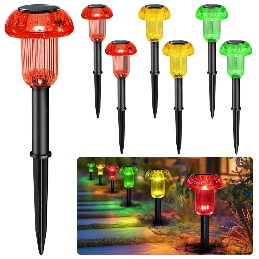 Mushroom shaped multicolor LED pathway lights