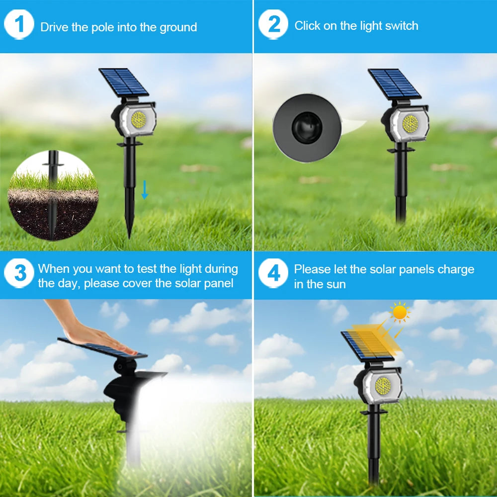 Solar Powered Landscape Lights with adjustable panel