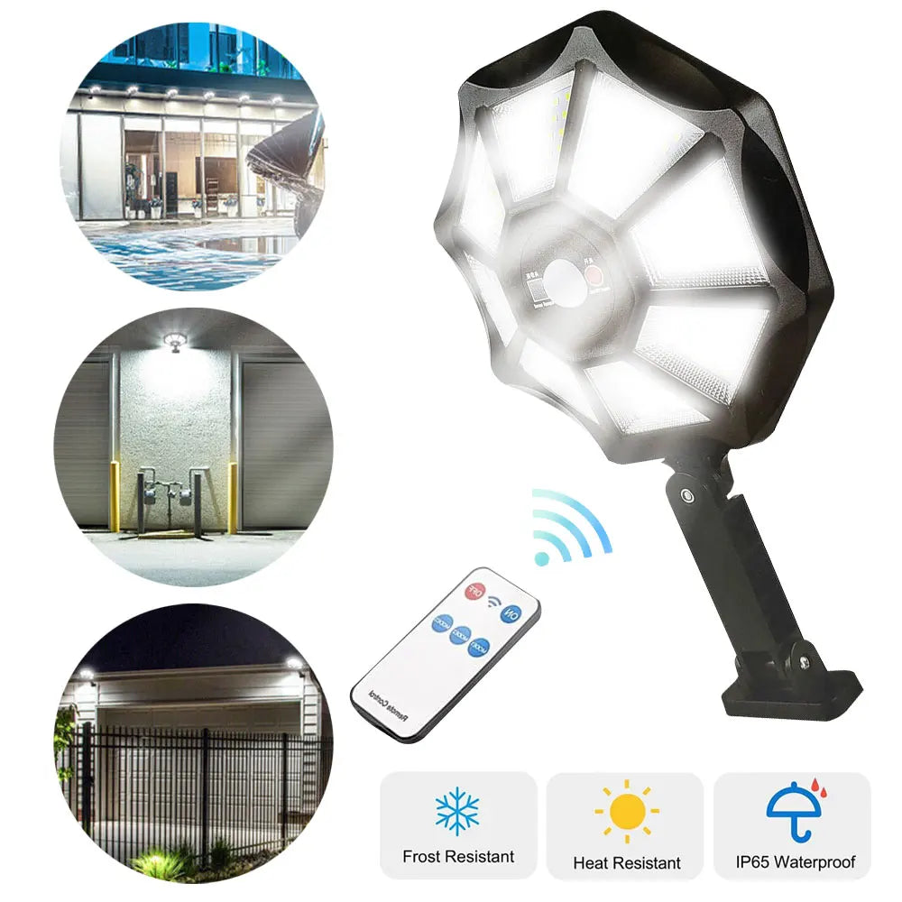 Solar powered LED flood light