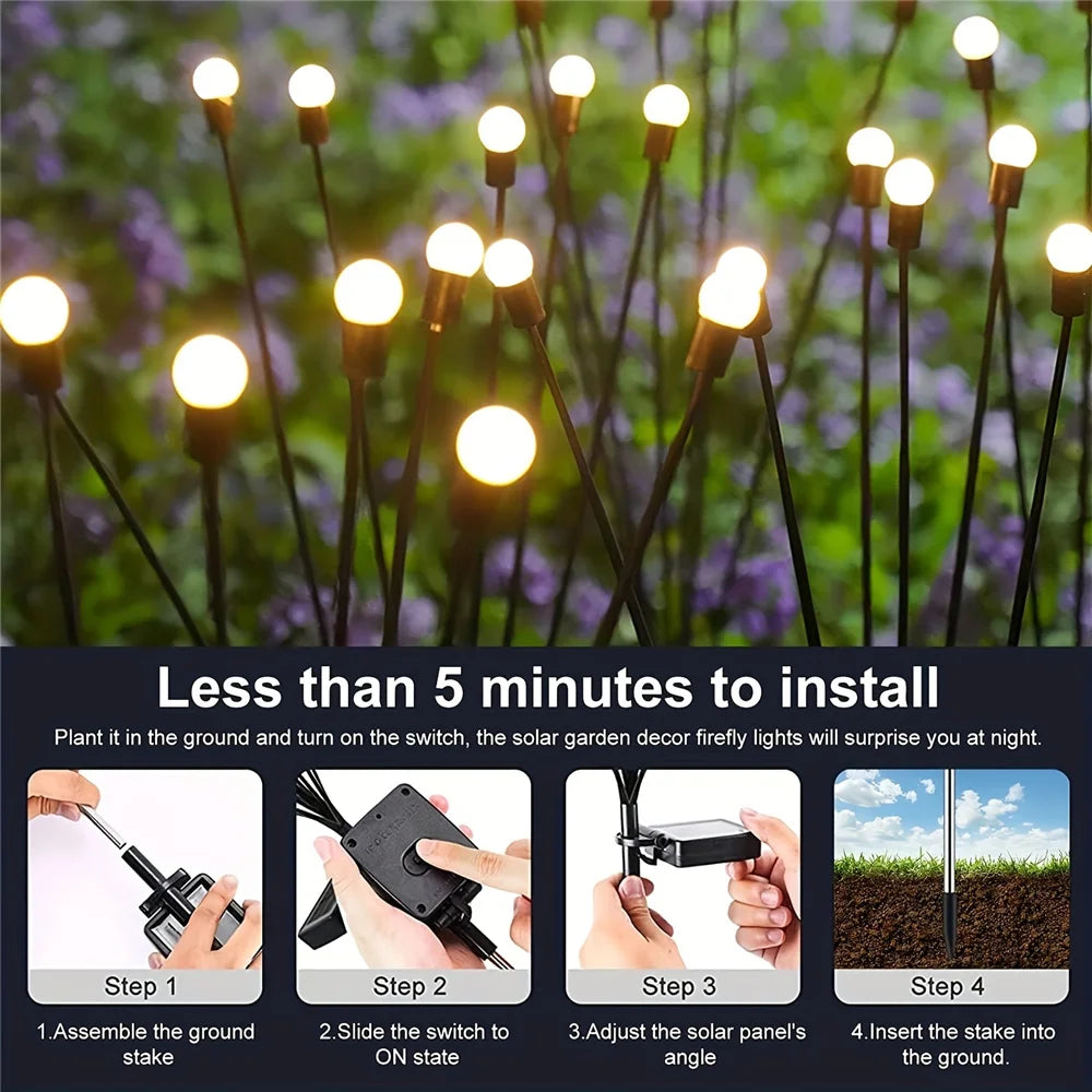 LED Solar Powered wind dancing Firefly Light