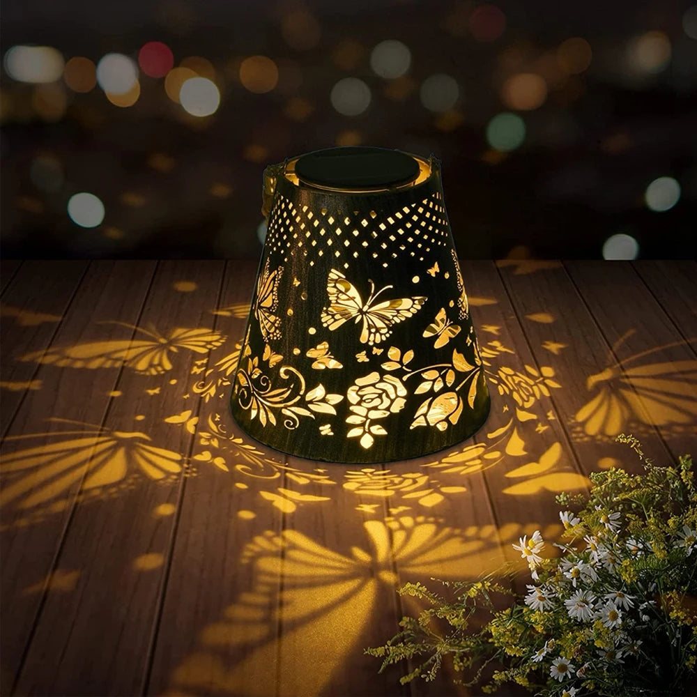 Solar Powered LED hanging butterfly lamp