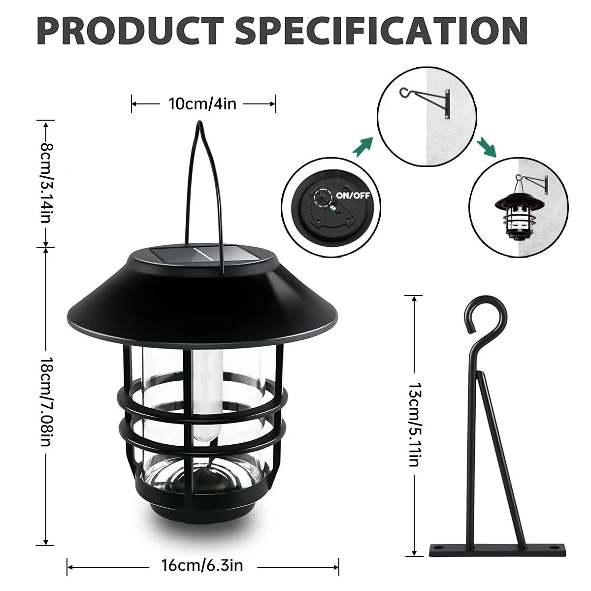 Solar Powered Flickering Flames Lantern Light