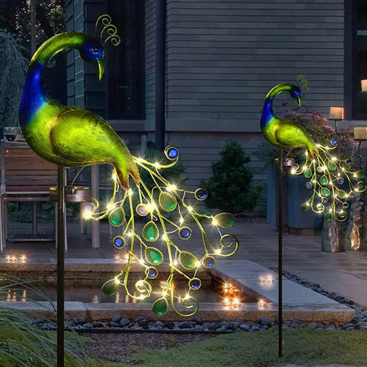 Solar Powered LED Peacock