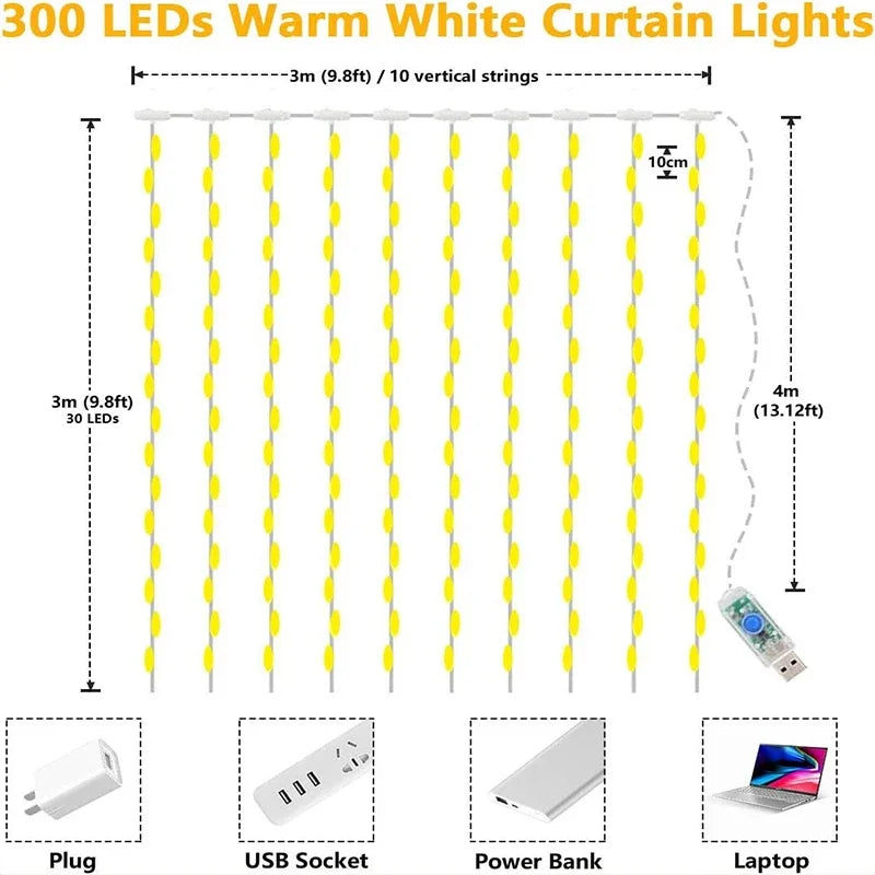 USB powered Curtain of lights!