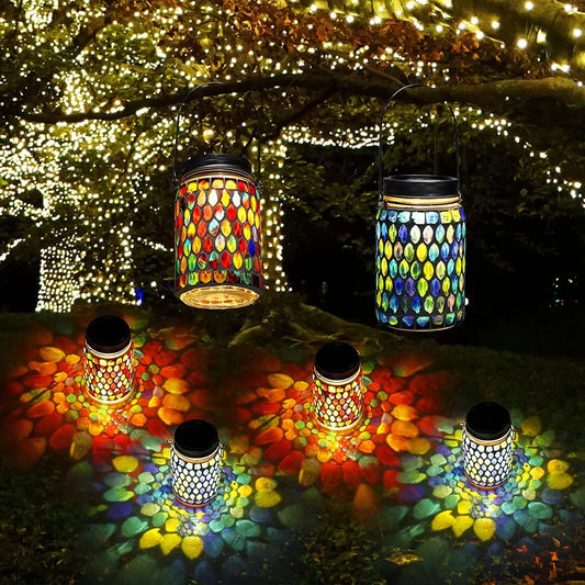 Solar Powered Glass  Mosaic Lantern Lamp