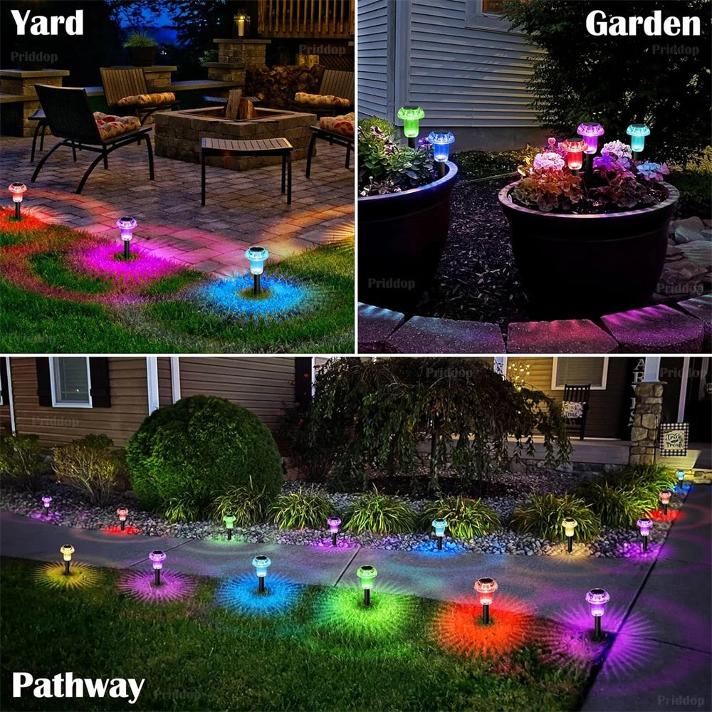 Mushroom shaped multicolor LED pathway lights