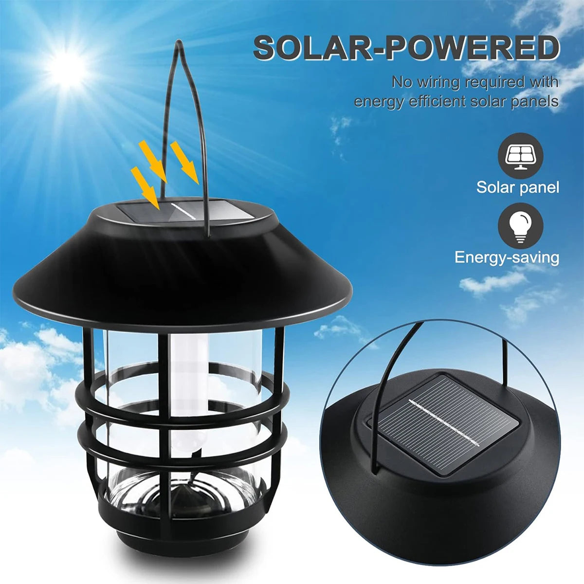 Solar Powered Flickering Flames Lantern Light